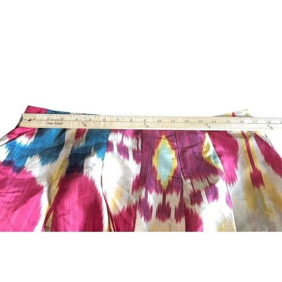 Ralph Lauren 100% silk Watercolor boho Aztec printed Pleated A-Line skirt 12 - Picture 4 of 7